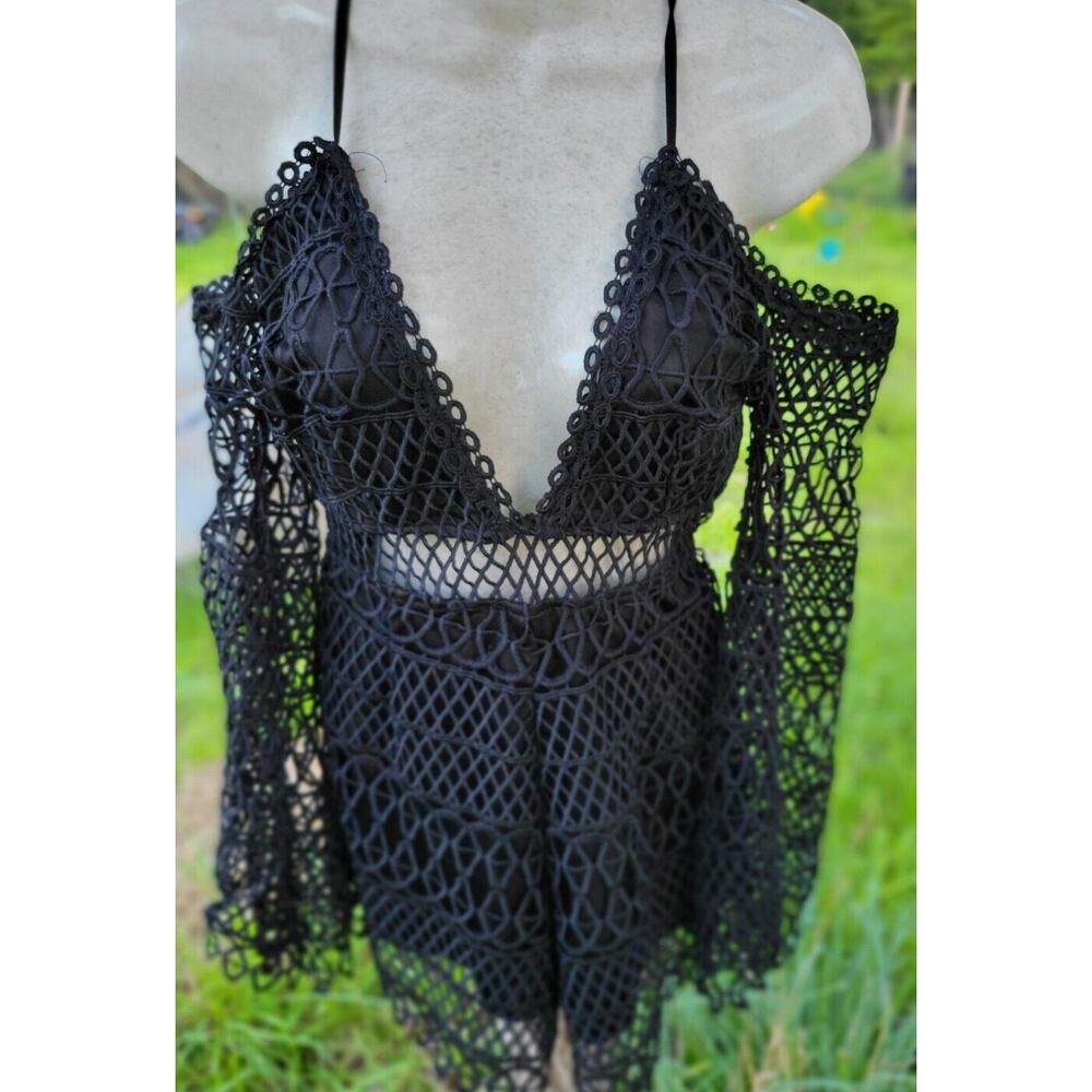 Solaris Style Net One Piece Short Jump Suit Zip U… - image 4